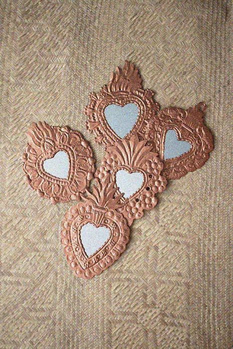 Mexican Metal Heart Wall Art Copper