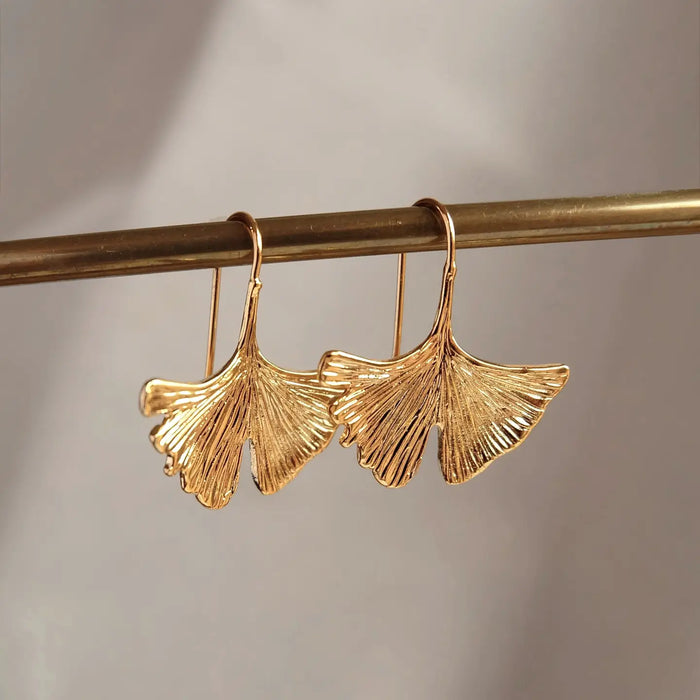 Ginko Leaf Hoop Earrings