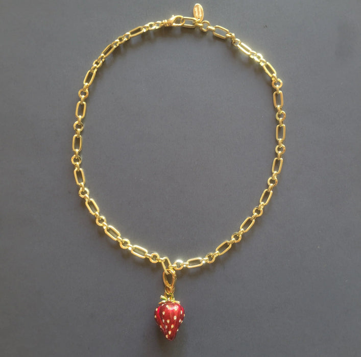 Meredith Waterstraat Enamel Strawberry Necklace