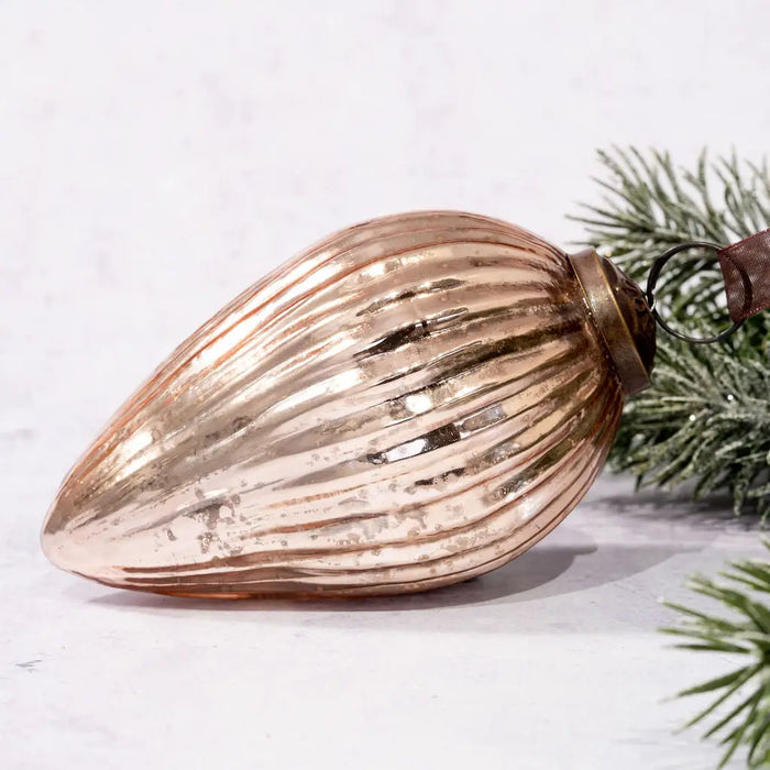 Large Ribbed Glass Pinecone Rose