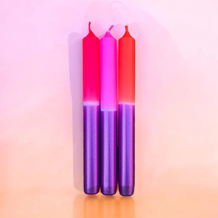 Dip Dye Neon Candles Set of 3 Electric Love