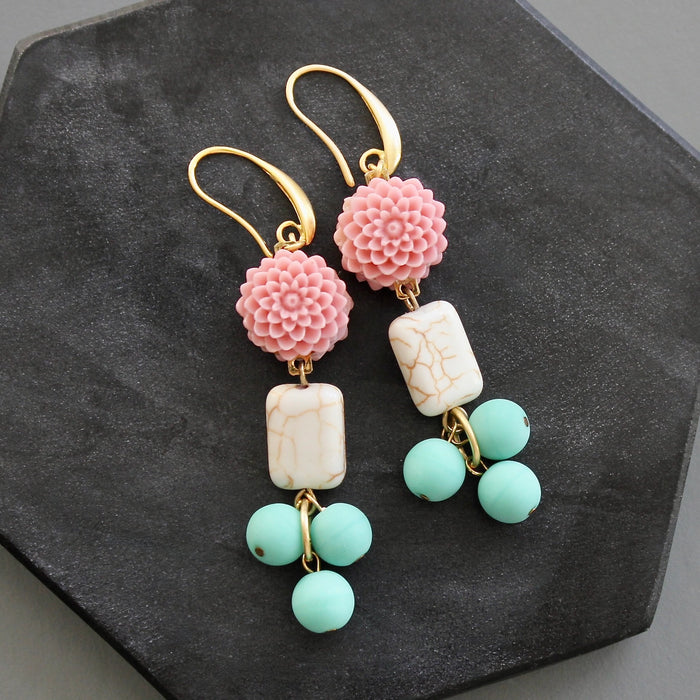 Pink Flower Earrings