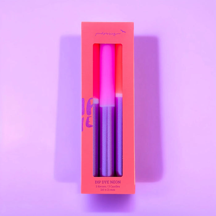 Dip Dye Neon Candles Set of 3 Electric Love