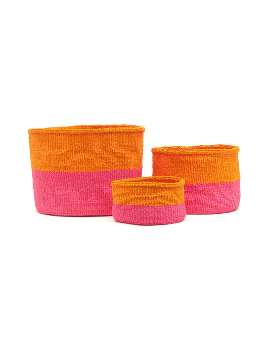 Colour Block Basket Orange Pink