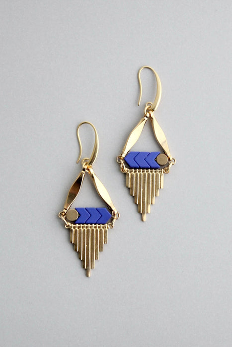 Blue Fringe Earrings