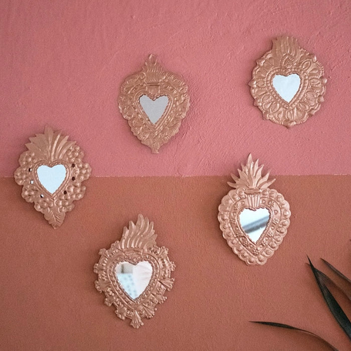 Mexican Metal Heart Wall Art Copper