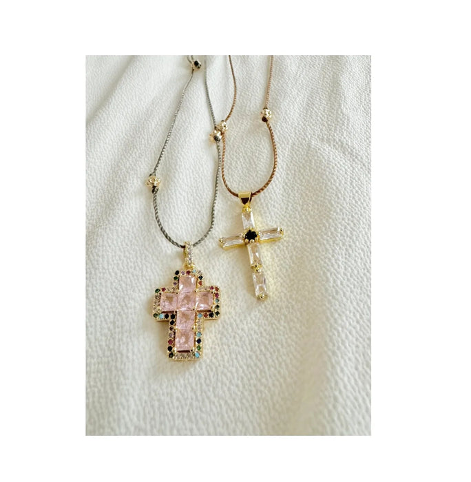 Anna Temple Pink Crystal Cross