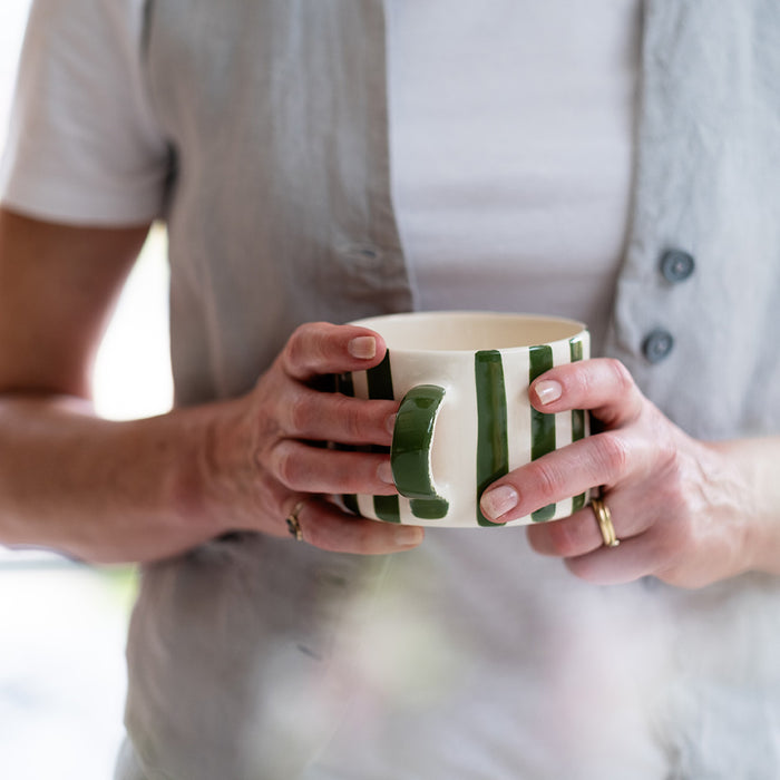 Musango Large Mug Moss Green Stripe