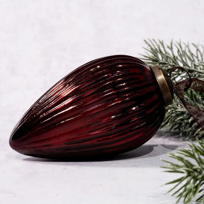 Large Ribbed Glass Pinecone Wine