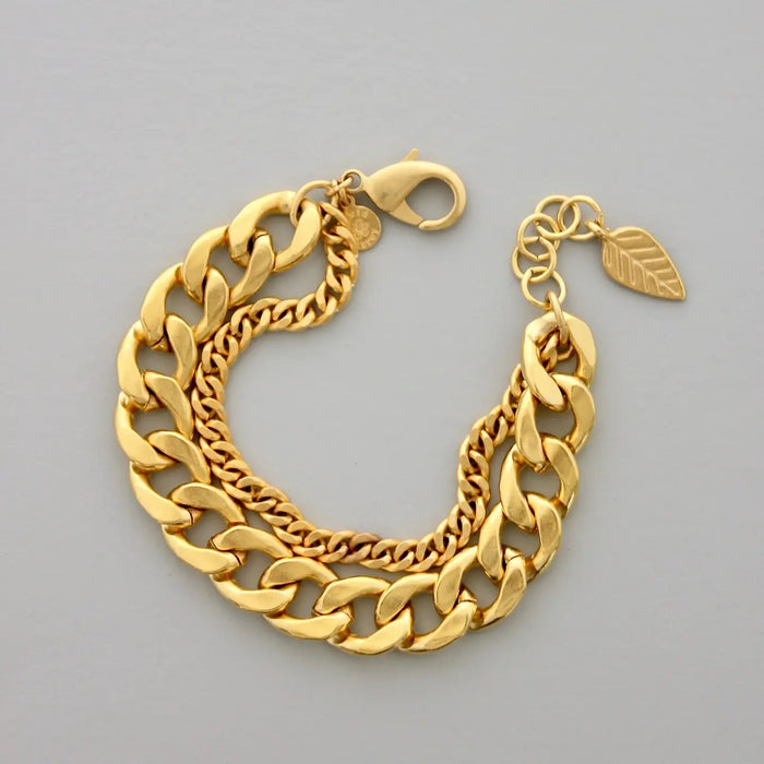 Gold Plated Double Strand Chain Bracelet