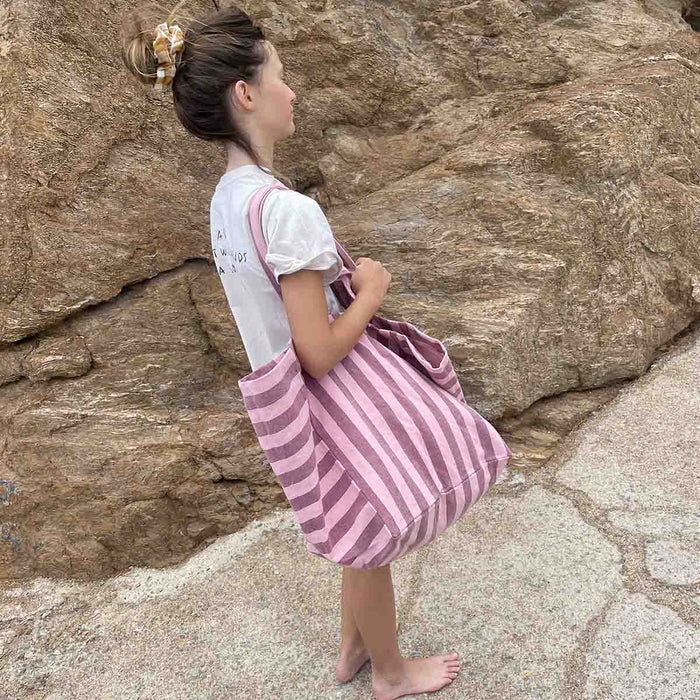 Rose in April Pink Stripe Oversize Tote Bag