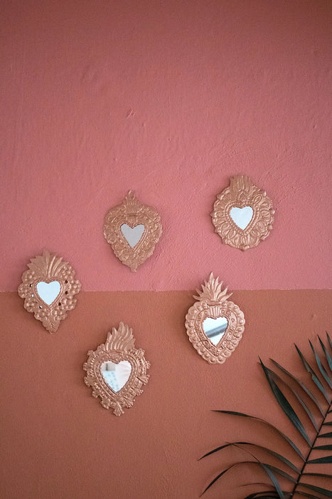 Mexican Metal Heart Wall Art Copper