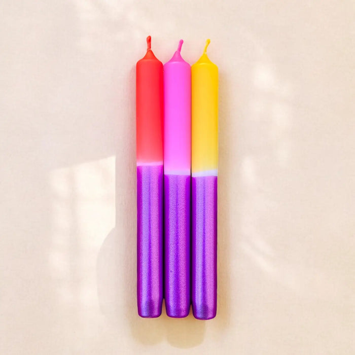 Dip Dye Neon Candles Set of 3 Berry Burst