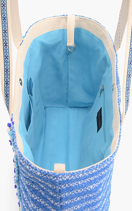 Silver Lake Blue Embellished Tote Bag