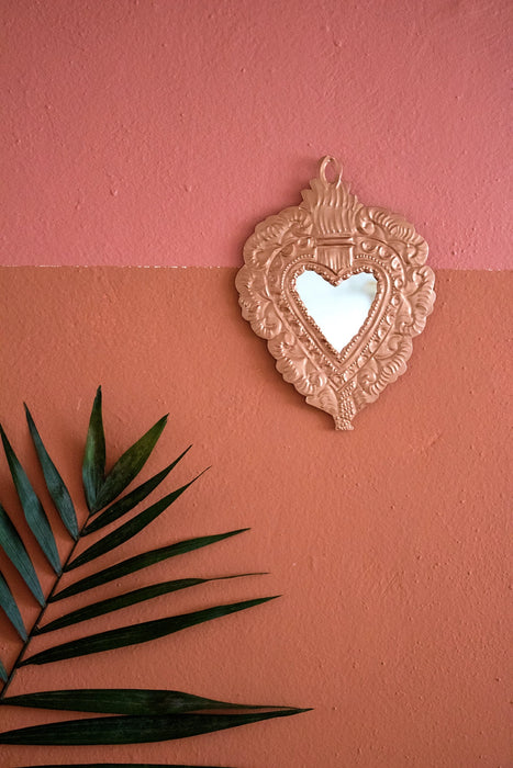 Mexican Metal Heart Wall Art Copper